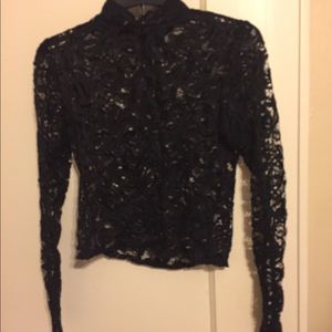 Black Lace Turtleneck Long Sleeve